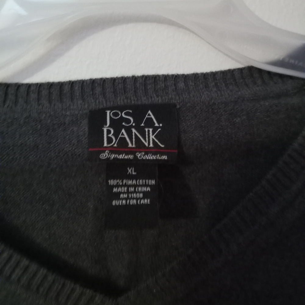 Men's Gray V-Neck Sweater - Picture 2 of 4